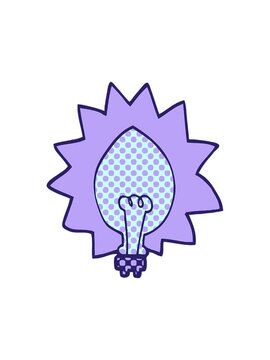shine light effect animation of cartoon doodle light bulb