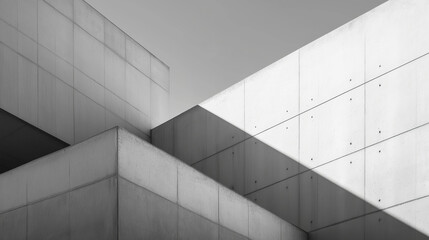 Obraz premium Minimalist architectural background featuring concrete textures and soft geometric shadows.