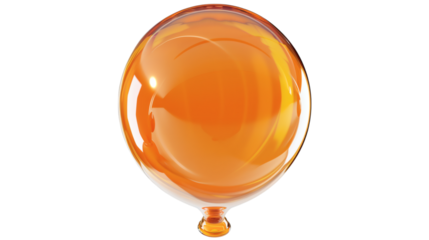 Single orange balloon with a glossy texture isolated on a white background