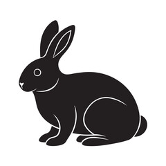 Flat Style Resting Rabbit Calm Animal Silhouette
