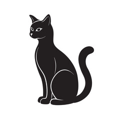 Flat Style Sitting Cat Cute Pet Silhouette Design