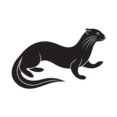 Flat Style Swimming Otter Playful Animal Silhouette