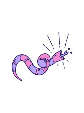 popping motion animation of a traditional tattoo style hissing snake