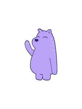 splitting effect animation of cartoon doodle bear waving