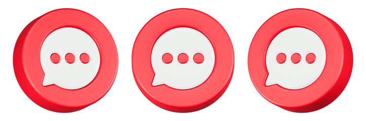 chat icon 3d render red color