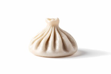Single khinkali dumpling isolated on a white background, showcasing traditional Georgian design with twisted dough and plump filling