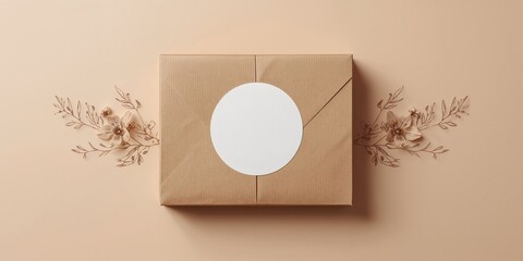 Circular adhesive label on kraft paper bag designed for product identification and branding