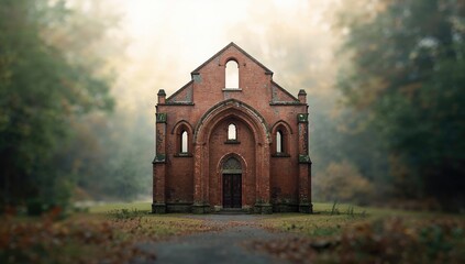 Old red brick structure serving as a backdrop for creative layouts or visual compositions, highlighting weathered surface and building style