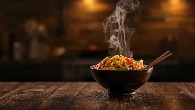 Spicy Schezwan noodles with Manchurian Hakka style served in a bowl, highlighting Asian culinary tradition