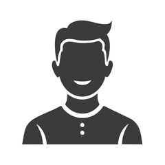 Silhouetted Man Smiling Flat Vector Icon Portrait Gentleman