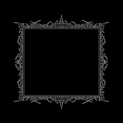 Gothic ornamental frame with dark medieval corner details vector design for tattoo design, poster layout, album cover, and occult artwork
