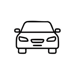 Front view automobile line art simple outline drawing style