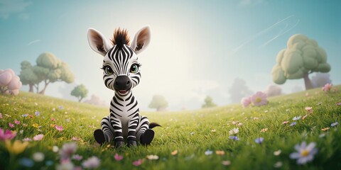 Young zebra with stripes resting on ground, highlighting animal growth stages