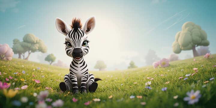 Young zebra with stripes resting on ground, highlighting animal growth stages