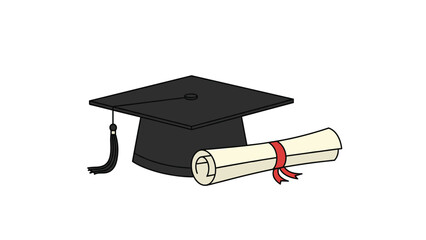 Graduation cap and diploma represent academic achievement and the successful completion of studies, symbolizing future opportunities.
