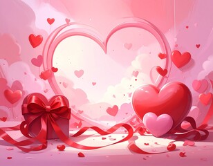 背景素材・ハート・ピンク(AI生成画像)