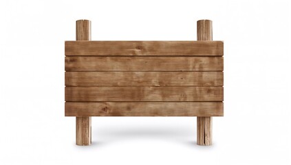 An aged plank wood sign board isolated on white, designed for message or directional use