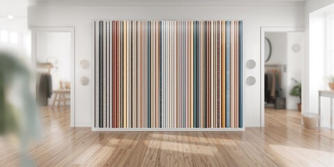 Colorful wallpaper rolls in a shop, suitable for interior design backgrounds and layout development, Earth Day