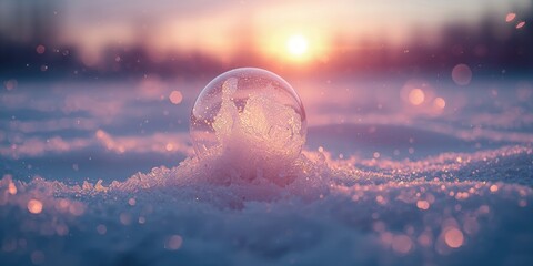 Frozen bubble with initial ice crystal development during a science demonstration, highlighting temperature impact