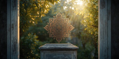 Decorative Thai-style metal relief on pillar, highlighting artisanal craftsmanship and cultural motifs