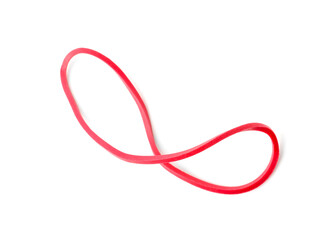 One red rubber band isolated on white