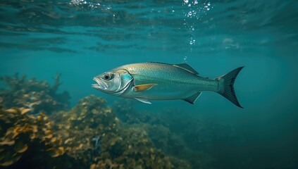 Fototapeta premium File of raw fish displayed in a market setting, focusing on food safety procedures