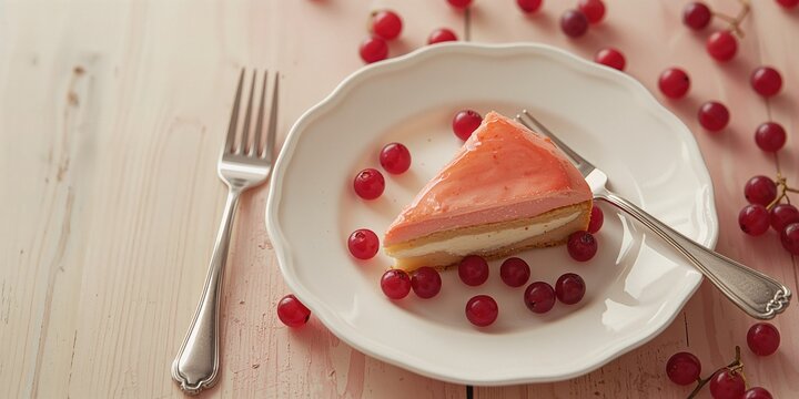 Cream-filled puff pastry topped with red currants, ideal for a sweet treat or bakery display