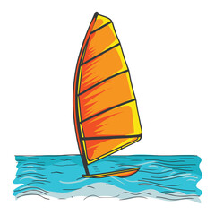 Windsurfing in beautiful blue ocean or sea for summer holiday and recreation activities