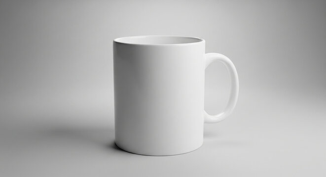 Wei&szlig;es Tassen-Mockup f&uuml;r Design auf grauem Hintergrund