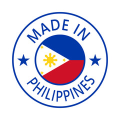 Philippines Made in Stamp in circle with flag Vector template on white background