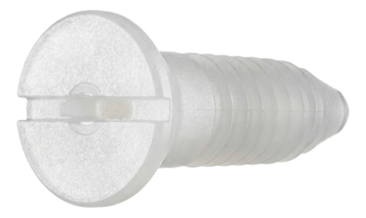 Flat-head nylon screw anchor for easy lightweight picture hanging at home.