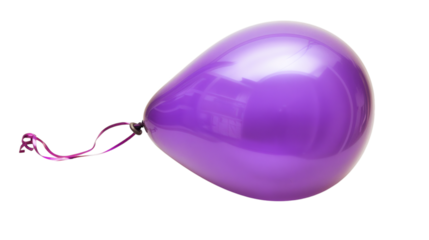 Single purple balloon with a glossy finish isolated on a white background