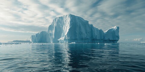 Glacier melting into the sea with snow-covered surroundings, highlighting global warming issues
