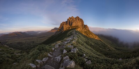Naklejka premium View of Carrauntoohil mountain in County Kerry, Ireland's Iveragh Peninsula, rugged terrain for outdoor adventure planning