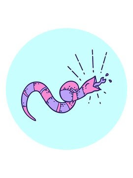 vibrating motion animation of icon of a tattoo style hissing snake