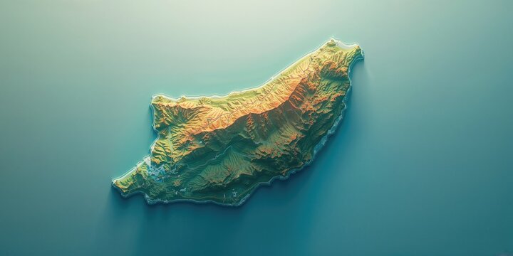 Madeira island map serving as a scenic background for cartographic displays, Earth Day