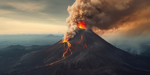 Sinabung volcano spewing ash and lava, highlighting natural hazard and geological processes, Earth Day