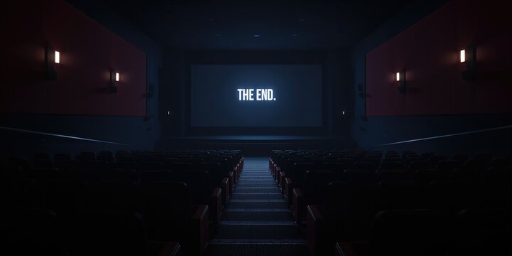 Screened film showing end credits and captions, highlighting distribution failure in cinema