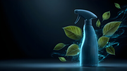 Spray bottle promoting natural eco friendly cleaning product