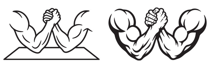 Arm Wrestling Competition Vector Illustration. Strength, Power, Sports Challenge Clipart