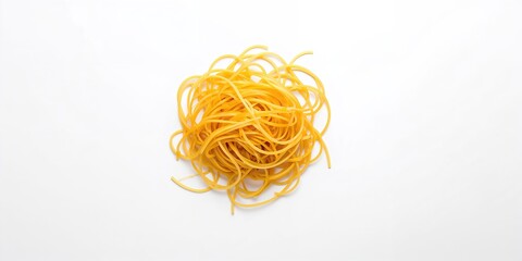 Raw spaghetti noodles isolated on white background, suitable for layout and text background design, World Pasta Day