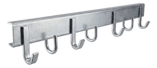 Fototapeta premium Rust-resistant galvanized tool holder rail, ideal for outdoor use.