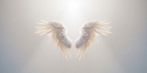 White wings with a soft background, serving as a serene backdrop for text or design elements