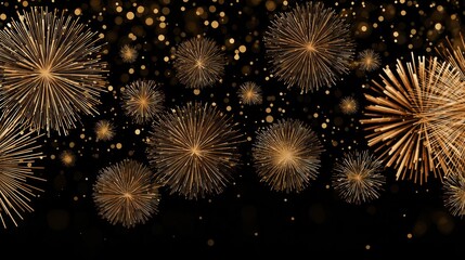 Fireworks Background with Gold Fireworks for New Year