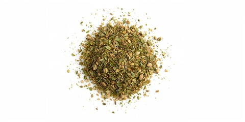 Herb ingredients for seasoning, dried oregano leaves on a neutral background