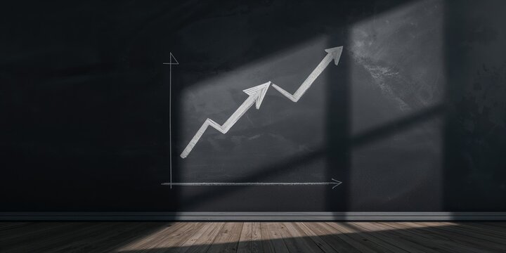 A downward trend on a blackboard, illustrating a declining data graph, financial analysis focus - Powered by Adobe