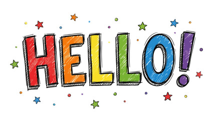 Colorful Sketch Style HELLO Typography, hello typography, colorful hello, sketch style text, hand drawn lettering, doodle typography, playful text, fun lettering, greeting word art, hello illustration © TalalAhmad