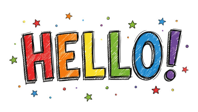 Colorful Sketch Style HELLO Typography, hello typography, colorful hello, sketch style text, hand drawn lettering, doodle typography, playful text, fun lettering, greeting word art, hello illustration