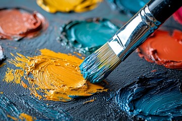 Fototapeta premium vibrant palette showing creative color mixing high resolution picture