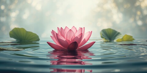 A fully opened lotus blossom with vibrant petals, highlighting floral growth and summer